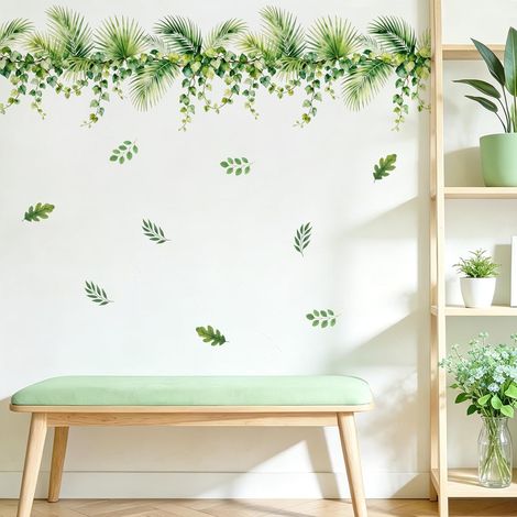 Stickers Muraux Feuilles Vertes Autocollant Mural Bordure Salon (1/5)