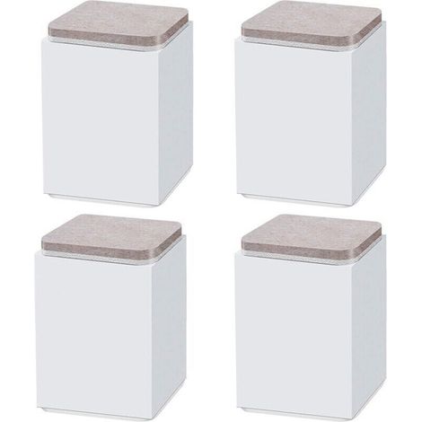 (Blanc 10 cm) 4 pieds de support de meuble, rehausseur autocollant en acier au carbone, carré 6 x 6 cm, pour canapé, lit, meuble TV, rehausseur de meuble, hauteur 5 cm/10 cm, noir/blanc/marron