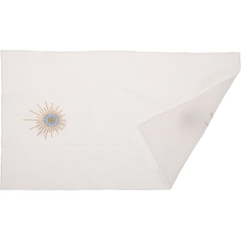 Nappe D'autel en Lin Blanc Brodé 60x60 Cm pour Liturgie et Communion, Linge D'autel Sacramentel Résistant aux Lavages, Linge de Purification pour Messe et Baptême (1/5)