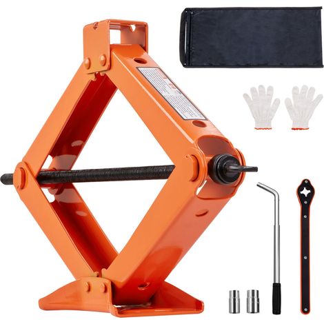 Cric hydraulique à ciseaux, 2,5 tonnes, course 9,4-43,4 cm, avec manche à cliquet et clé en L, portable pour voitures, camions, berlines et monospaces. (1/5)