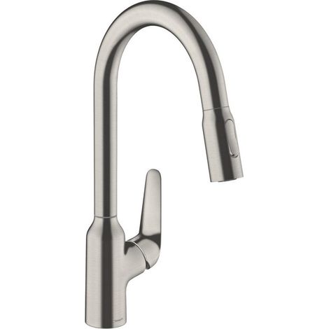 mitigeur de cuisine 220,avec douchette extractible 2 jets aspect acier inox