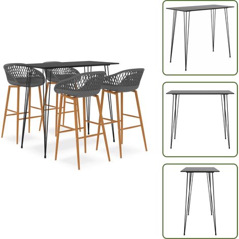vidaXL 5-tlg. Bar-Set Schwarz und Grau (1/5)
