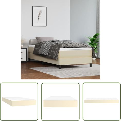 The Living Store Matelas de lit à ressorts ensachés Crème 90x200x20cm Similicuir - Matelas - Matelas À Ressorts Ensachés - Matelas Crème - Matelas Simili Cuir - Literie (1/5)