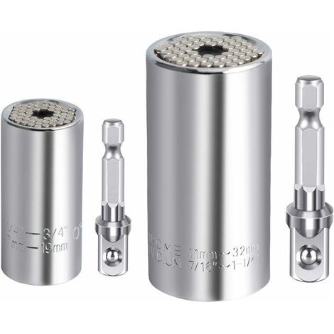 Universal-Steckschlüssel-Set, 7–19 mm, 11–32 mm, Bohrer-Stecknuss, Universalschlüssel, Mehrhandwerkzeug, Universal-Steckschlüssel (1/4)