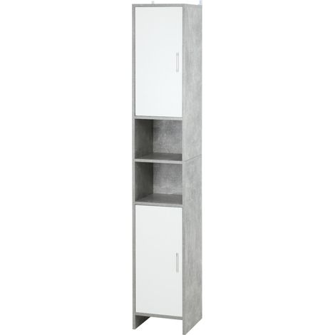 Mobile a Colonna per Bagno 30x30x180 cm in Legno Effetto Cemento Grigio (1/5)