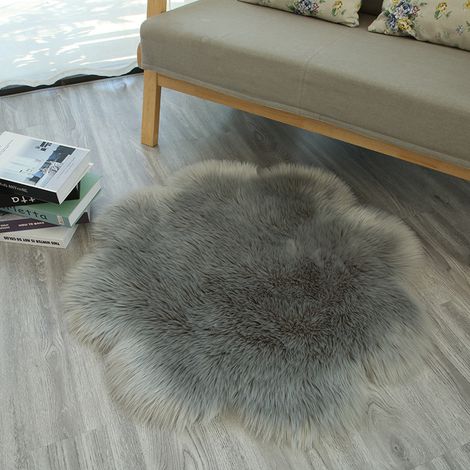 Tapis de laine en forme de prune Coussin de sol à poils longs Coussin de salon Chambre à coucher Tapis de chevet Panier suspendu Coussin de chaise pivotante Coussin de chaise décoratif doux et moelleu (1/2)