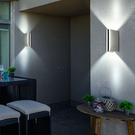 Applique murale, lumière extérieure, lampe de façade, haut-bas, lampe de jardin, lampe de porte d'entrée en acier inoxydable, 12W 540lm blanc chaud, LxH 7,5 x 20 cm, lot de 2 (1/5)