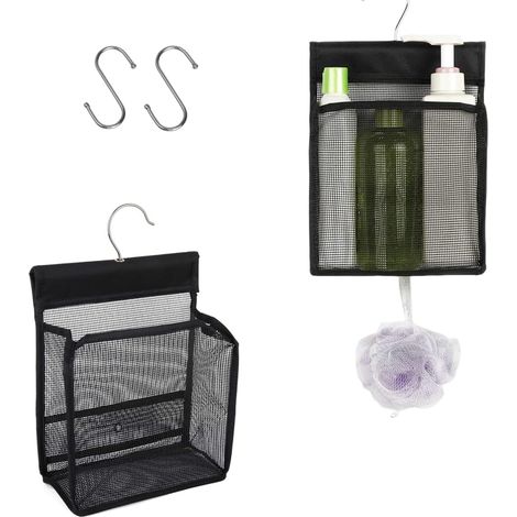 Sollbry Panier à Pince à Linge Extérieur - Lot de 2 avec Crochets S - Noir - Organisateur pour Linge, Salle de Bain et Extérieur (1/5)