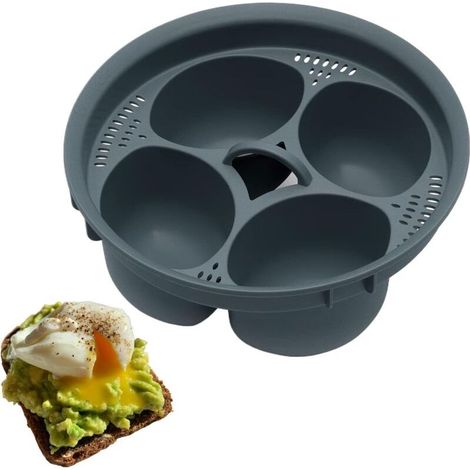 Insert antiadhésif pour cuiseur à œufs micro-ondes : cuiseur à œufs pochés 4 en 1, cuiseur vapeur et friteuse à air (4 tasses) (1/5)