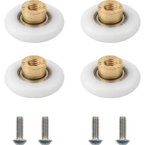Lot de 4 roulettes de porte de douche en cuivre pour porte de salle de bain en verre, glissières de porte de douche coulissantes pour salle de bain - Pièces de rechange à faire soi-même (1/5)