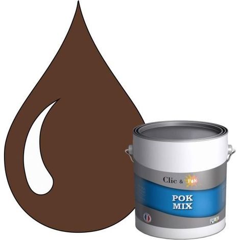 Peinture d'Accroche et Finition 2 en 1 - POK - Marron - Acrylique Satinée - 3L - RAL 8011 (1/4)