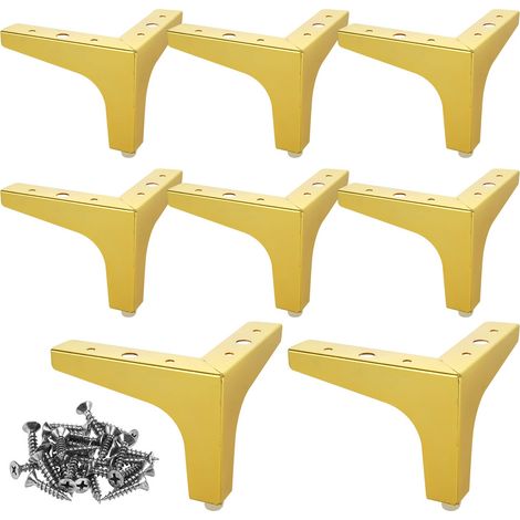8 Pieds Meuble Or 10cm Triangulaires, 40 Vis