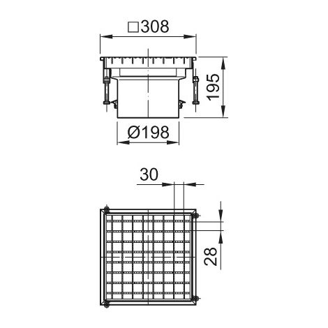 ACO Aufsatzstück Variant-CR 308x308/M125 V2A/rutschh./Gitterrost V2A/lose eingel., 9519.50.93