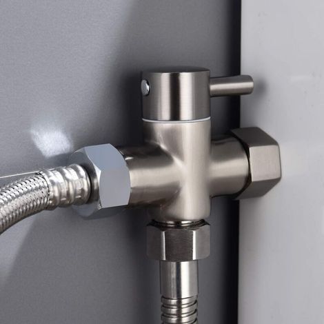 Vanne 3 voies en laiton massif, adaptateur 3/8 "-12/17 T, vanne de dérivation pour toilettes, chromée (1/3)