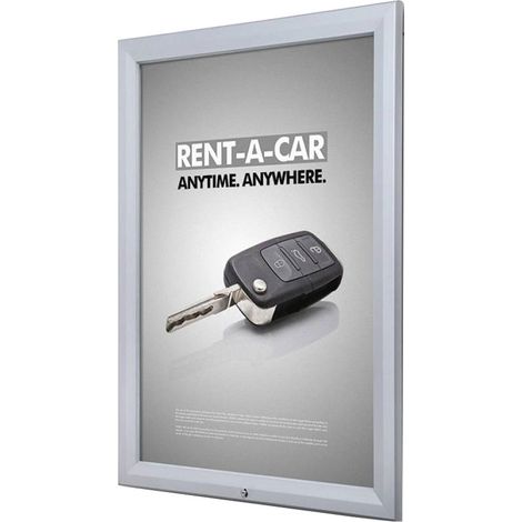 Bacheca con Apertura a Ribalta 70x100 cm in Alluminio Porta Poster Silver (1/5)