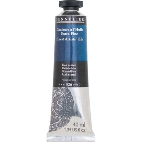 Couleurs à l'huile - Sennelier - Bleu Phtalo - 40ml - Pigments naturels - Finition satinée