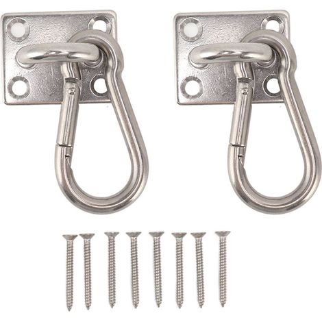 Kit de fixation pour balançoire / hamac / yoga aérien – M8 – Crochet plafond, platine carrée, ressort et mousquetons