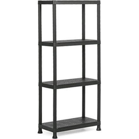 Scaffale in Resina con 4 Ripiani Shelf Plus Nero 60 x 30 x 135 cm (1/10)
