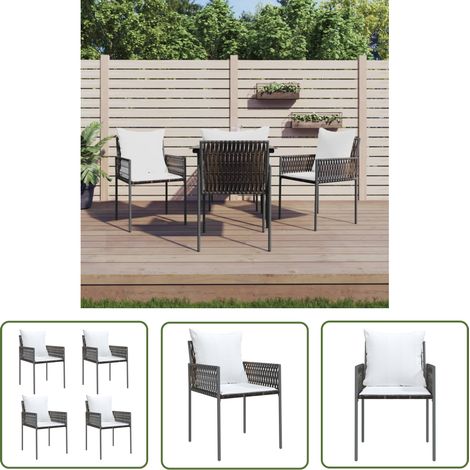The Living Store Chaises de jardin et coussins lot de 4 marron 54x61x83 cm rotin - Chaise De Jardin - Mobilier De Jardin - Fauteuil Extérieur - Terrasse - Décoration Extérieure (1/5)