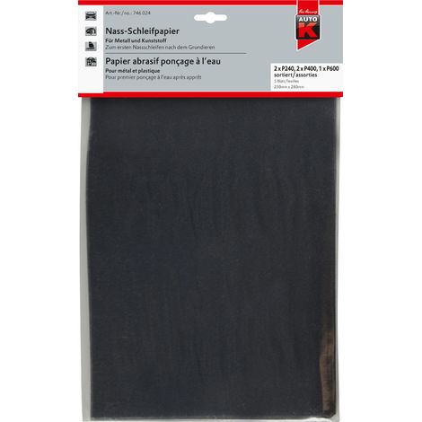 Auto-K Nass-Schleifpapier P 1200, 23 x 28 cm, 5 Stück Schleifen Schmirgelpapier