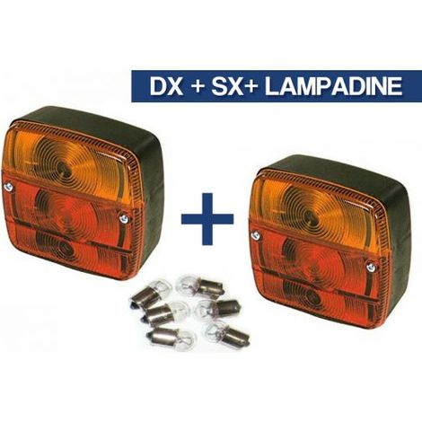 COPPIA FANALE FARO POSTERIORE TRATTORE CARRELLO RIMORCHIO + LAMPADINE (34802/2) (1/2)