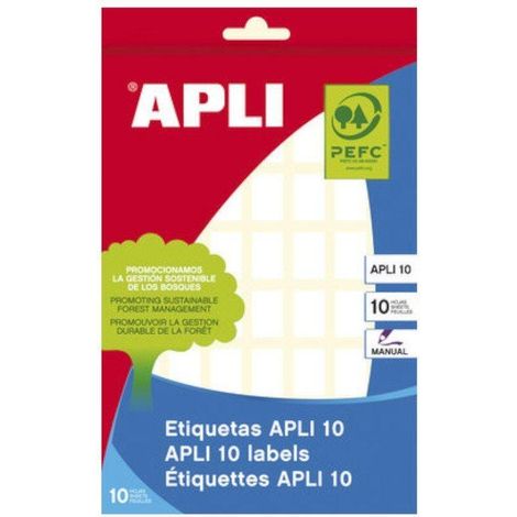 ETIQUETAS ADHESIVAS APLI 10 HOJAS 25 ETIQUETAS POR HOJA ESCRITURA MANUAL BLANCO 01640