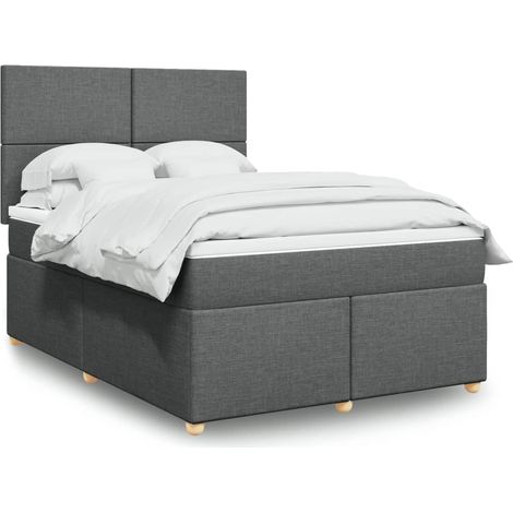 Boxspringbett mit Matratze Dunkelgrau 160x200 cm Stoff
