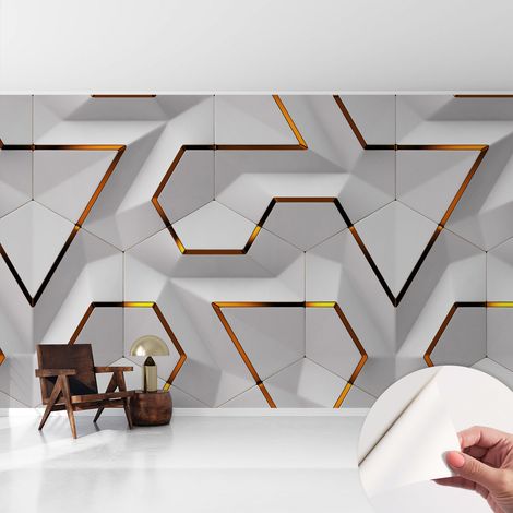 Selbstklebend Tapete - Wandgestaltung - Tapete Wohnzimmer - Flur Eingangsbereich Moderne Geometrie 416x254 cm