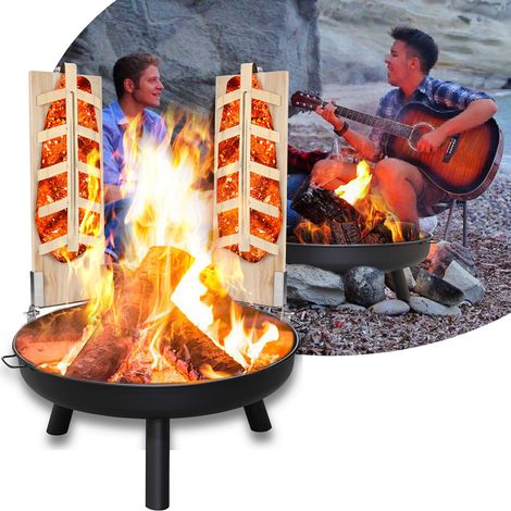 Randaco Feuerschale mit Flammlachsbrett Feuerkörbe & -schalen Gemütliche Feuer 80 cm Feuerkorb Outdoor Lagerfeuer Terrasse Beine (1/5)