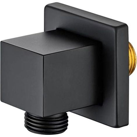 Coude d'alimentation murale en laiton massif, sortie coudée murale G1,27 cm pour douchette à main, sortie d'eau Union 1,27 cm pour montage de tuyau de douche de salle de bain (noir) (1/5)
