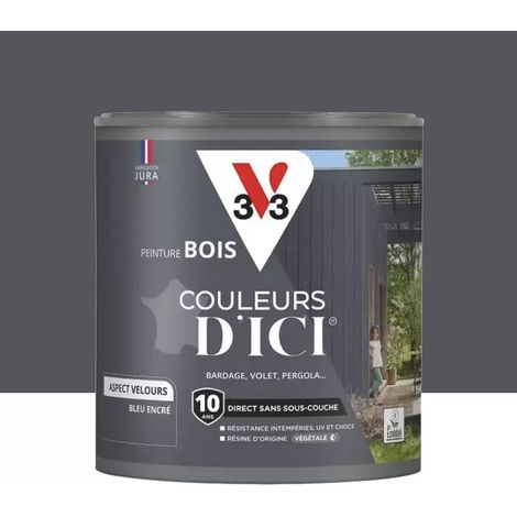 Peinture Acrylique pour Bois Extérieurs 10 ans V33 Couleurs d'ICI Velours Bleu encré 0,5 L (1/4)
