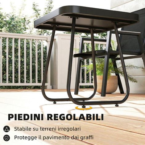 Lot de 3 meubles de jardin Bistrò, table extérieure à pieds réglables (1/5)