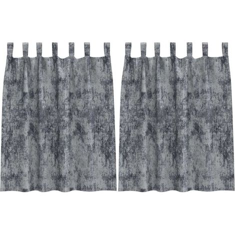 Ensemble de deux rideaux en velours gris argenté, 140 x 140 cm (1/5)
