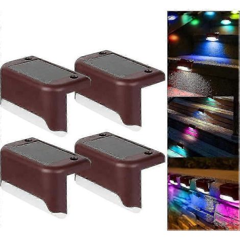 4er-Set LED-Solarleuchten für Terrassen, Treppen und Gartenzäune – Farbe: Hellbraun
