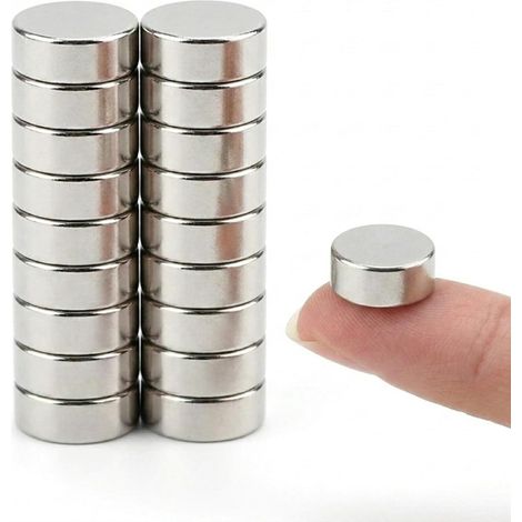 Lot de 20 mini aimants en néodyme, diamètre 10 x 5 mm, petits aimants puissants pour réfrigérateur, tableau magnétique, tableau blanc et travaux manuels (1/5)