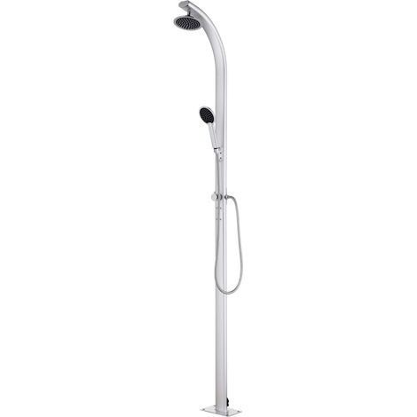 Vidaxl – Douche extérieure en aluminium 215 cm – Tête de douche 15 cm – Douchette flexible 1,5 m – Support pour serviette
