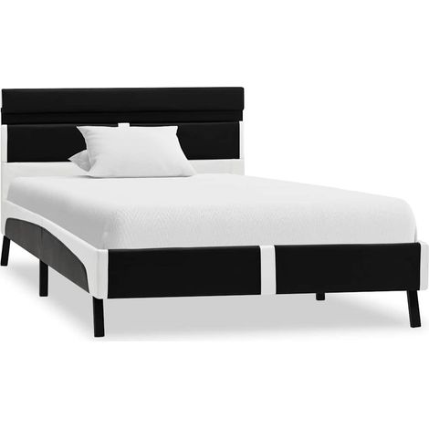 Lit adulte pour 1 personnes, Structure de lit, Assemblage Facile, avec LED Noir Similicuir 90 x 200 cm OIB6367E (1/5)