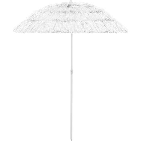 Parasol de Plage Inclinable Style Hawaii en Polyester Blanc Diamètre 160 cm Hauteur 180 cm - PANGIVO (1/5)