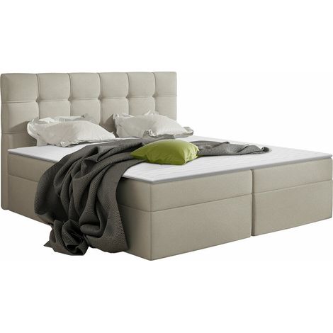 Lit boxspring Comfivo Gaudens, Paros 02, Double, Continental, 180x200, Tissu, Disponible, 186x206x113cm