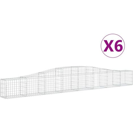 Paniers à gabions arqués 6 pcs  Mur en gabion 400x30x40/60 cm Fer galvanisé