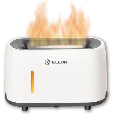 Difusor de aromas Tellur Flame de 240 ml, 12 horas de duración, con mando a distancia, color blanco.