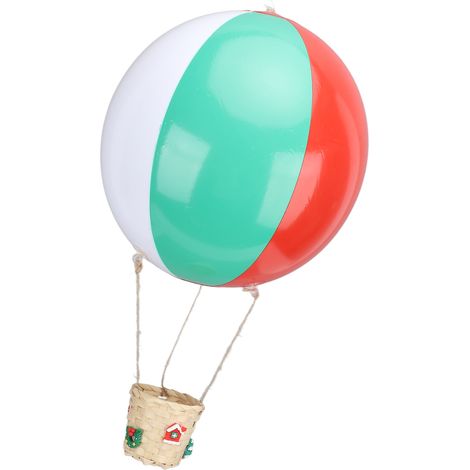 Montgolfière avec nacelle en rotin, décoration de Noël suspendue en PVC coloré. (1/5)