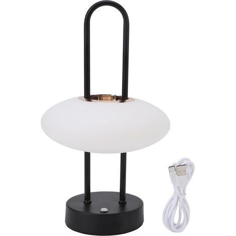 Lampada da tavolo wireless ricaricabile con sensore touch, LED dimmerabile a 3000K, portatile, realizzata in ferro e PE con maniglia, per uso interno ed esterno. (1/5)