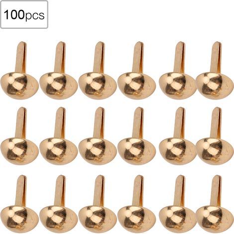 100 dekorative, pilzförmige Nieten für Taschen, Schuhe, Kleidung – DIY – Gold, 10 mm (1/5)