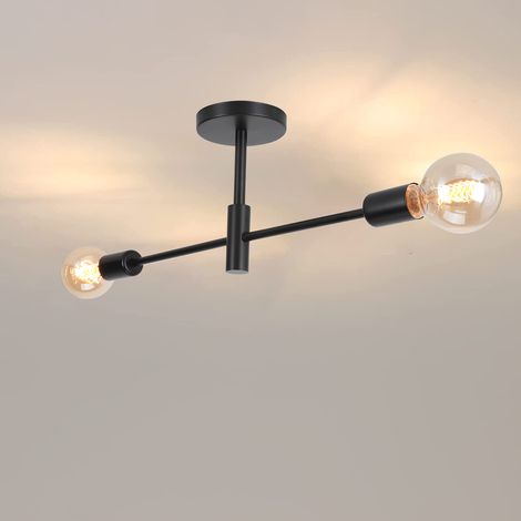 2 Luce Plafoniera Industriale in Metallo Lampadario a Sospensione E27 Moderna per Soggiorno, Camera da Letto, Sala da Pranzoa (Nero) (1/5)