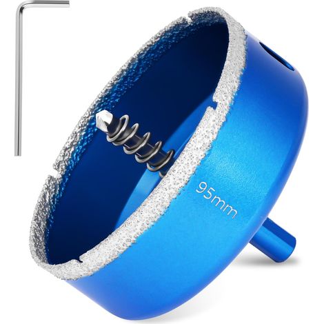 Scie Cloche Carrelage, 95mm Scie Cloche Diamantée avec Foret de Centrage, Foret Trépan Diamant, Scies Cloches Diamant, pour Coupe de Verre, Carrelage, Céramique, Marbre, Calcaire (1/5)
