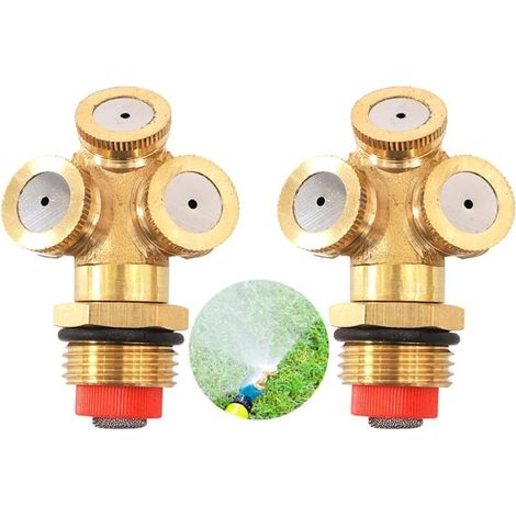 2pcs Brass Mist Nozzle, Mist Nozzle, 3-Hole Mist Nozzle, 3-Hole Mist Nozzle, for Lawn, Gardening Irrigation, Agricultural Irrigation (1/5)