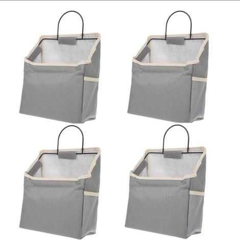 Juego de 4 bolsas de almacenamiento de pared, organizador colgante compacto para el hogar, diseño sencillo de lona gris para un almacenamiento óptimo, bolsillo (1/5)