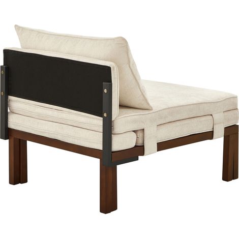 Canapé-lit pliant 2 en 1 avec ports USB/Type-C, fauteuil extensible avec coussin beige, lit d’appoint gain de place pour salon et petits espaces (1/5)