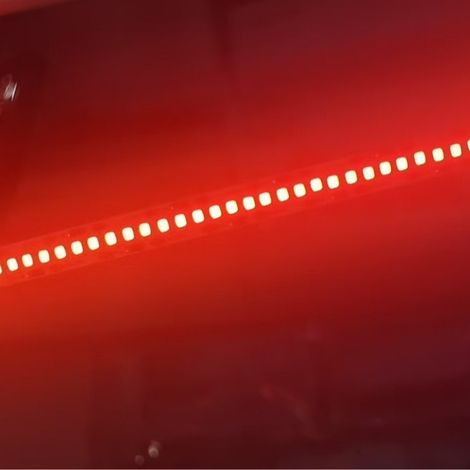 Bare printed circuit board with one row of 2835 240 red LEDs, 12 V, 10 mm wide